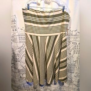 NWT Women's Maurices Green/Off White Stripe Dress Size 3